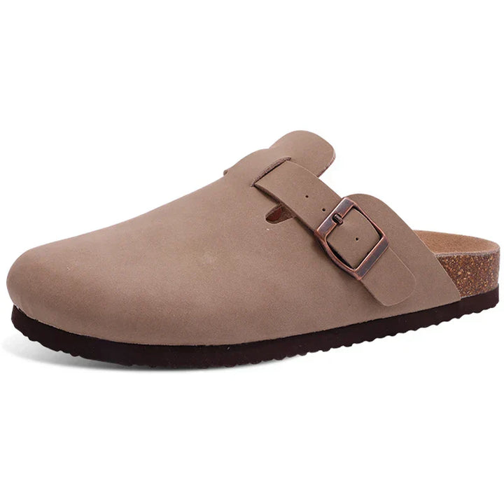 Sophia | Women's Suede Sandals with Cork Sole-Metro Lane Plaza