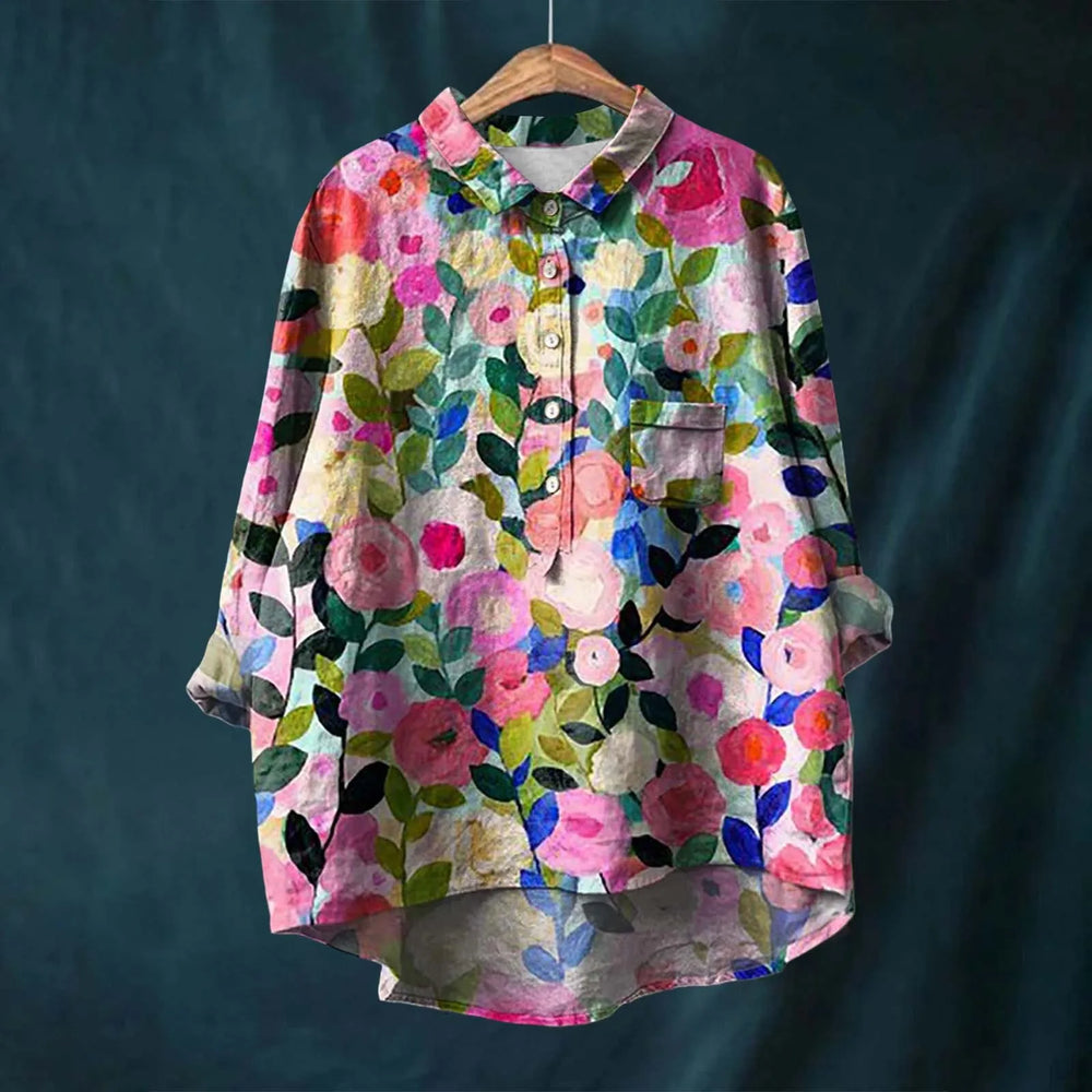 Scarlett | Women's Botanical Print Shirt-Metro Lane Plaza