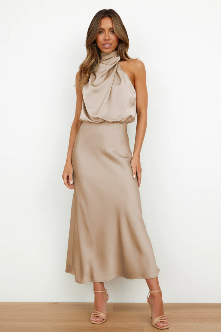 Diane | Women's Satin Maxi Dress-Metro Lane Plaza