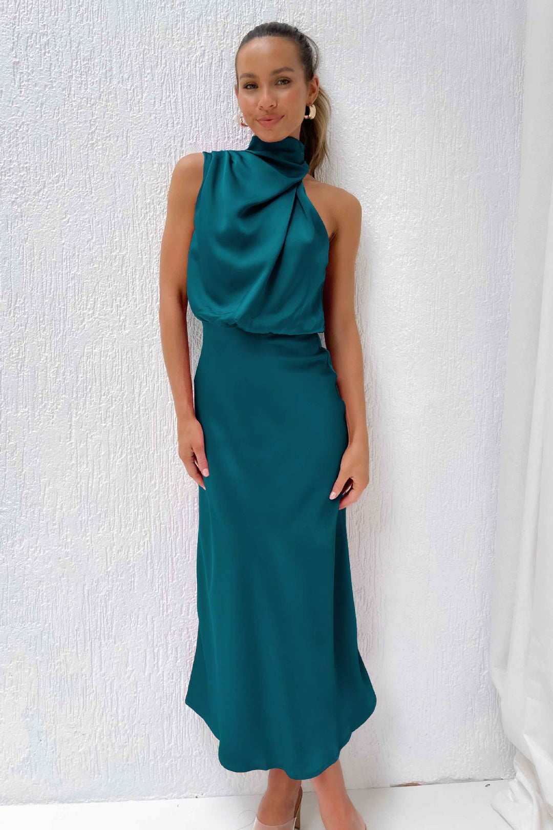 Diane | Women's Satin Maxi Dress-Metro Lane Plaza