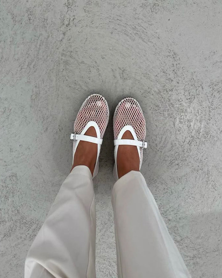 Juliette | Women's Ballerinas with Breathable Mesh and Leather Details-Metro Lane Plaza