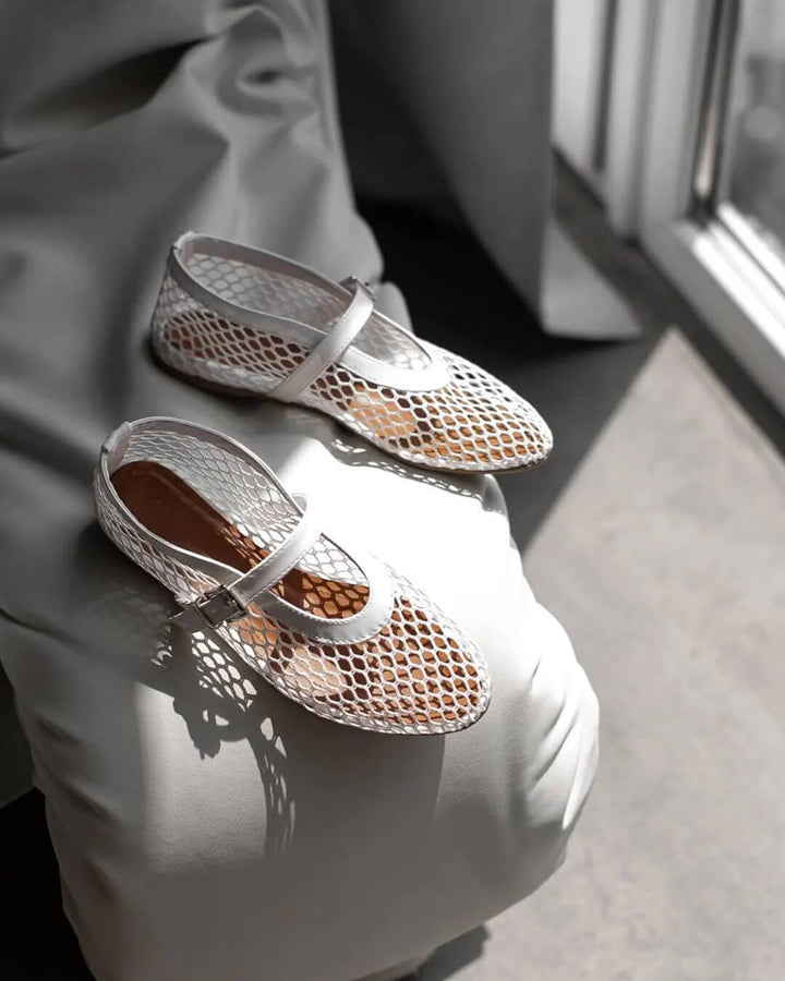 Juliette | Women's Ballerinas with Breathable Mesh and Leather Details-Metro Lane Plaza