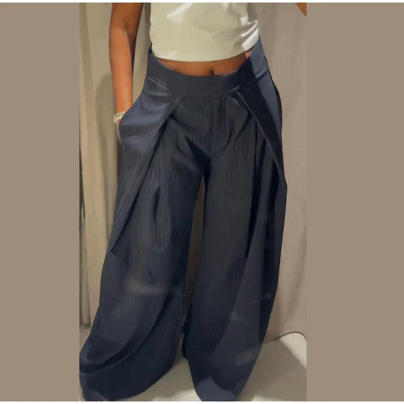 Maud | Women's Striped Baggy Trousers-Metro Lane Plaza