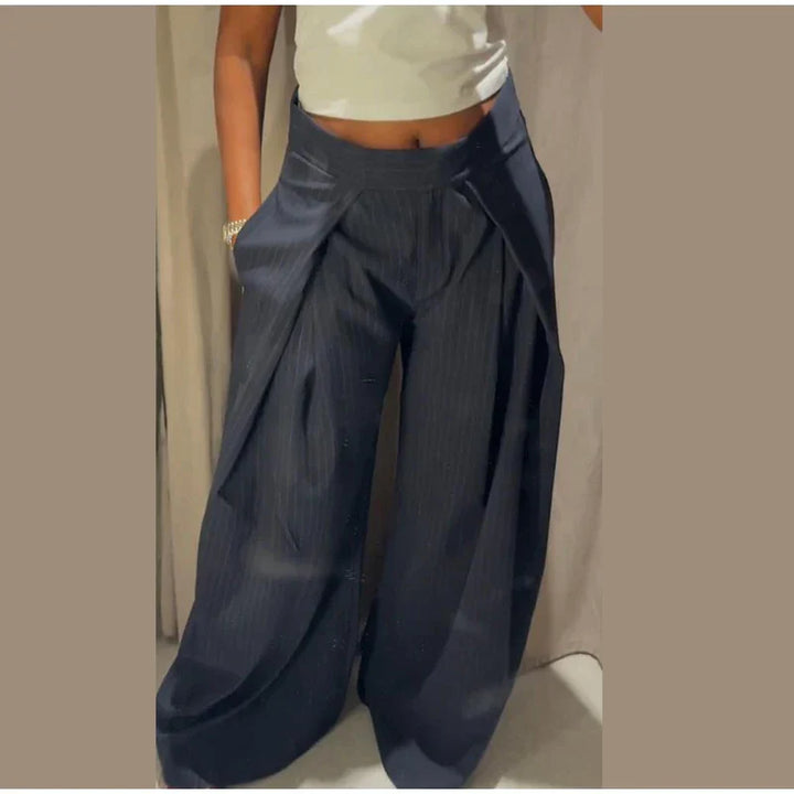 Maud | Women's Striped Baggy Trousers-Metro Lane Plaza