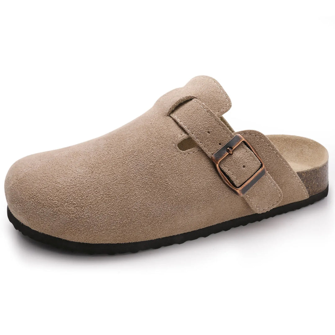 Sophia | Women's Suede Sandals with Cork Sole-Metro Lane Plaza