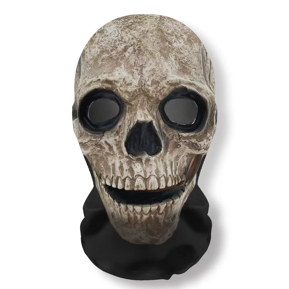 Máscara 3D de Ghost Face para o Halloween, acessório de fantasia com malha elástica e cobertura integral da cabeça em forma de caveira