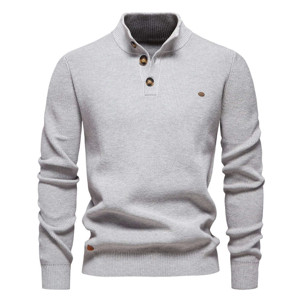 Maglione da uomo in maglia a girocollo con dettagli di bottoni