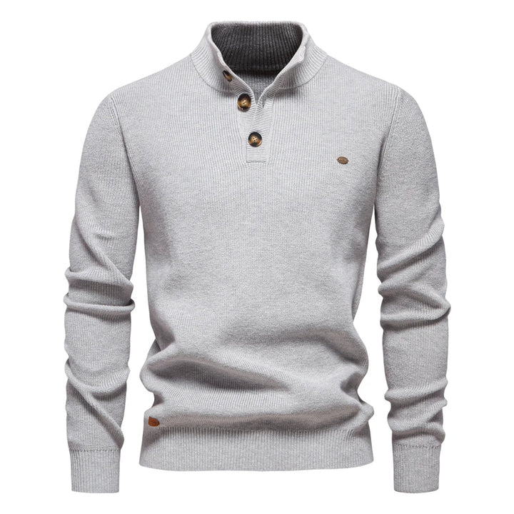 Maglione da uomo in maglia a girocollo con dettagli di bottoni