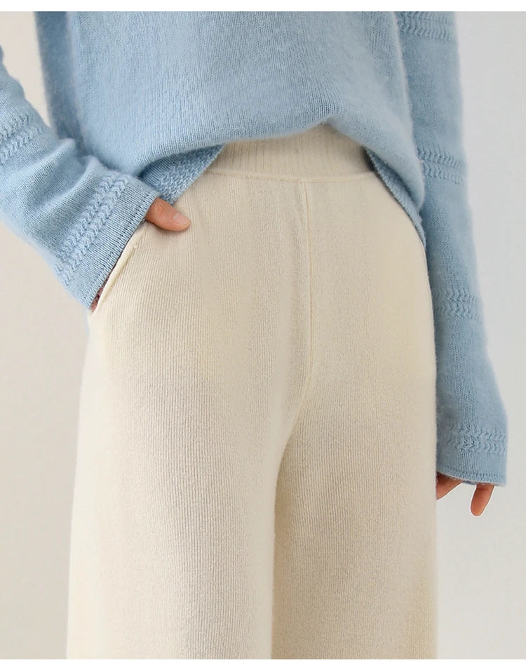 Luxe Merino Pants | Women's High Waist Merino Wool Trousers-Metro Lane Plaza