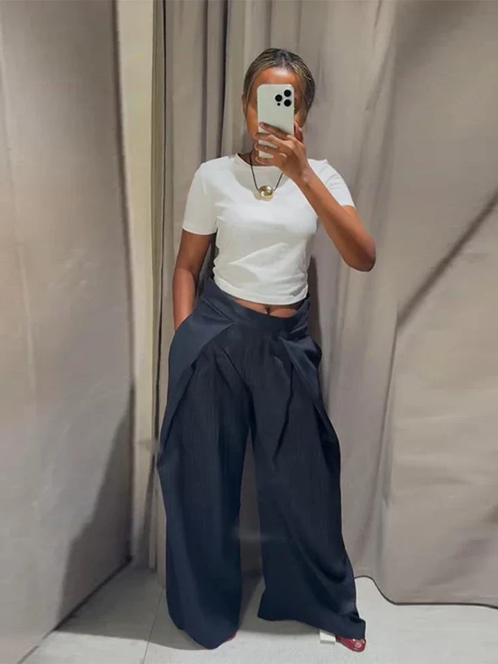 Maud | Women's Striped Baggy Trousers-Metro Lane Plaza