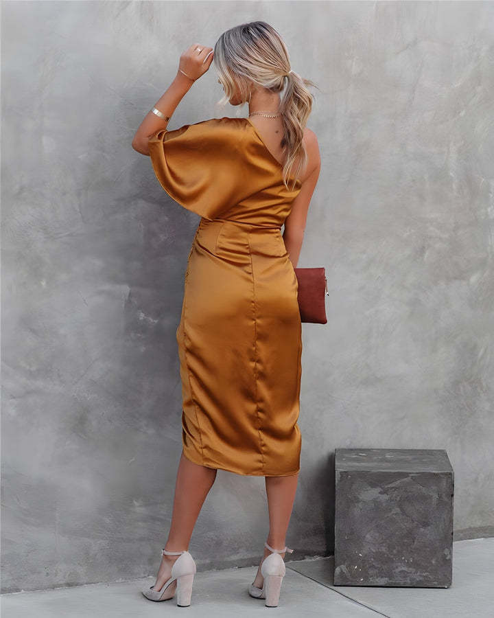 Women's Elegant Silk Evening Dress-Metro Lane Plaza