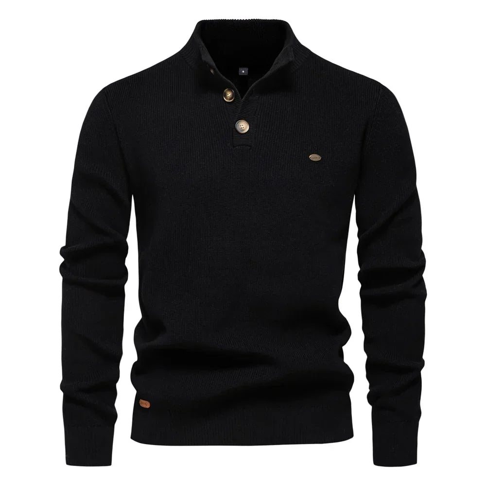 Maglione da uomo in maglia a girocollo con dettagli di bottoni