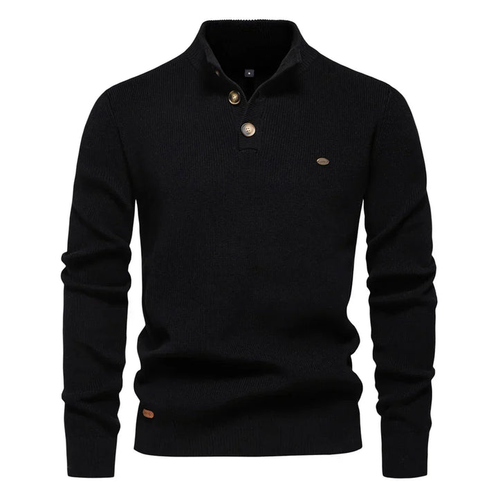 Maglione da uomo in maglia a girocollo con dettagli di bottoni
