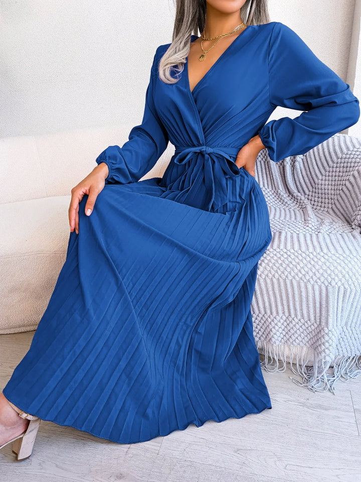Ellie | Women's V-Neck Maxi Dress - Elegant Long Dress for Casual or Formal Wear-Metro Lane Plaza