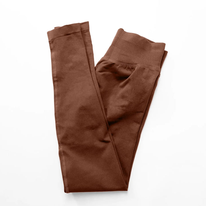 Leggings de ioga sem costuras, com cós canelado baixo, para mulher