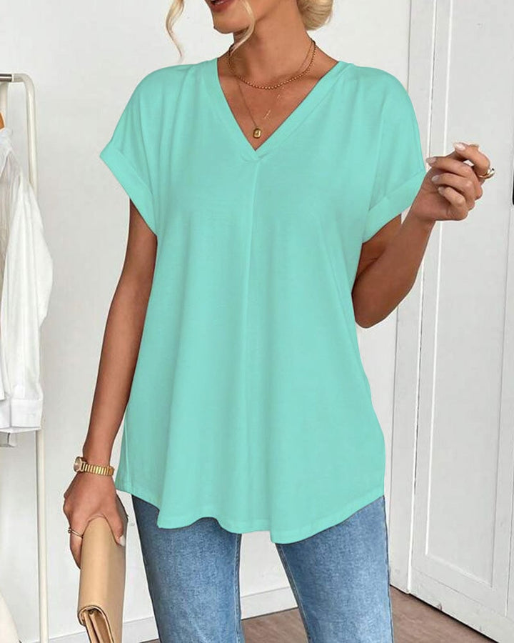 Amelia | Women's Slimming V-Neck T-Shirt for Effortless Style-Metro Lane Plaza