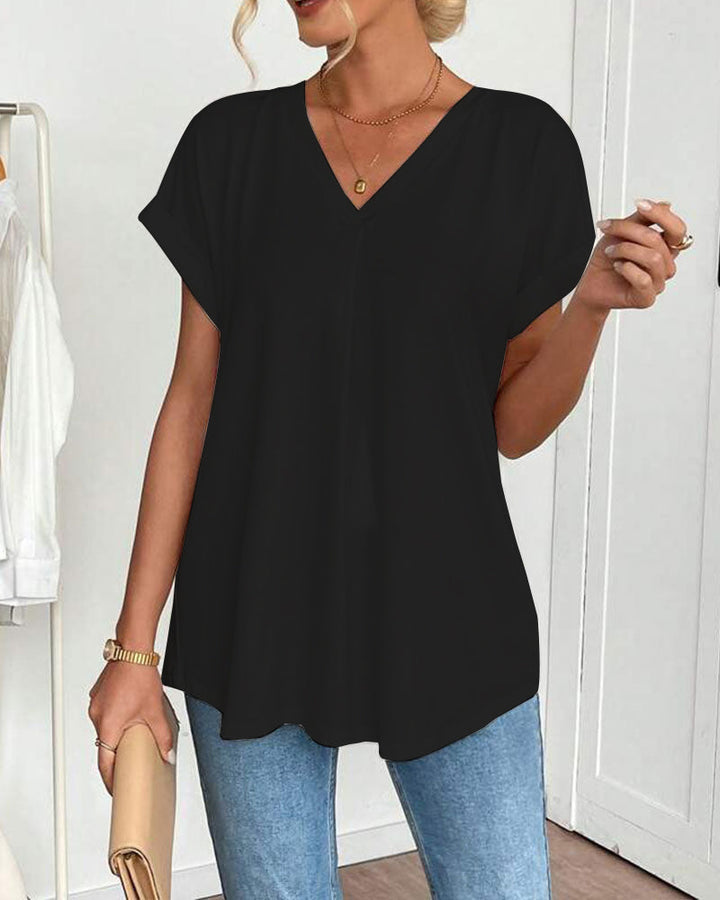 Amelia | Women's Slimming V-Neck T-Shirt for Effortless Style-Metro Lane Plaza