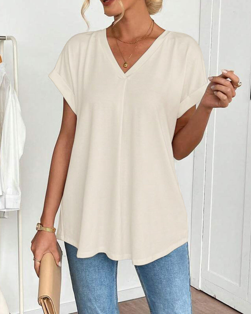 Amelia | Women's Slimming V-Neck T-Shirt for Effortless Style-Metro Lane Plaza