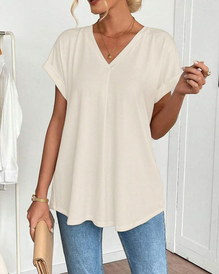 Amelia | Women's Slimming V-Neck T-Shirt for Effortless Style-Metro Lane Plaza