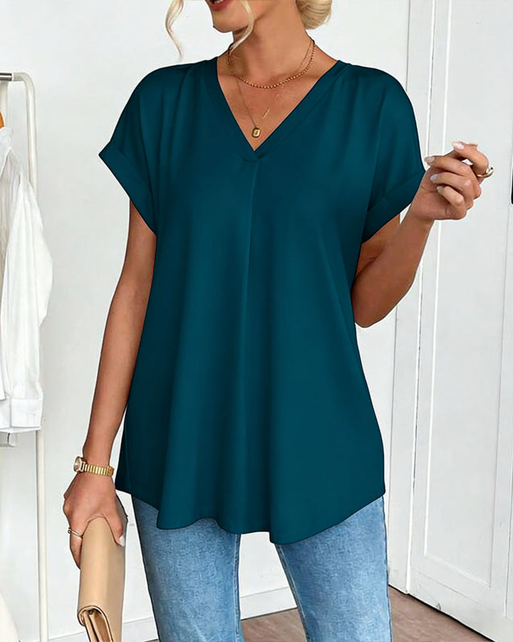 Amelia | Women's Slimming V-Neck T-Shirt for Effortless Style-Metro Lane Plaza