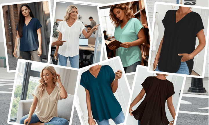 Amelia | Women's Slimming V-Neck T-Shirt for Effortless Style-Metro Lane Plaza