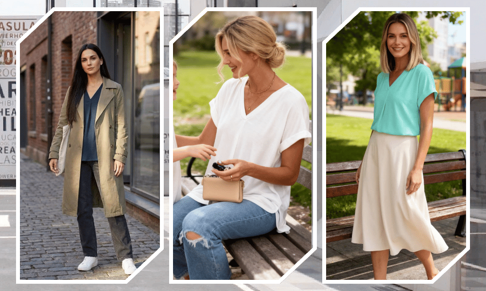 Amelia | Women's Slimming V-Neck T-Shirt for Effortless Style-Metro Lane Plaza
