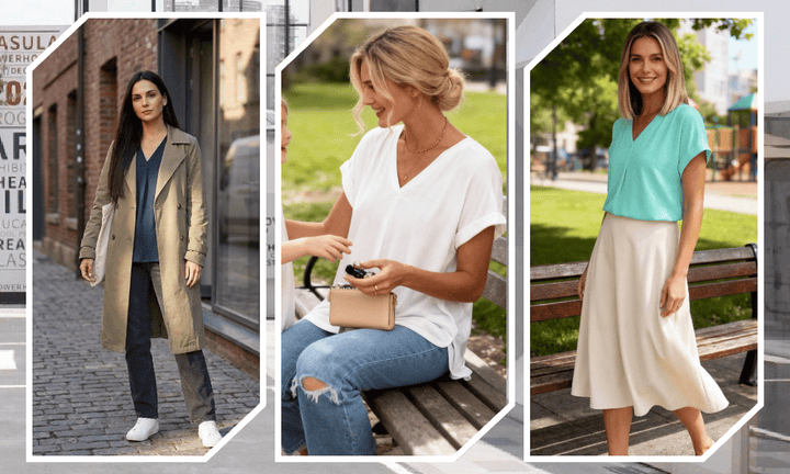 Amelia | Women's Slimming V-Neck T-Shirt for Effortless Style-Metro Lane Plaza