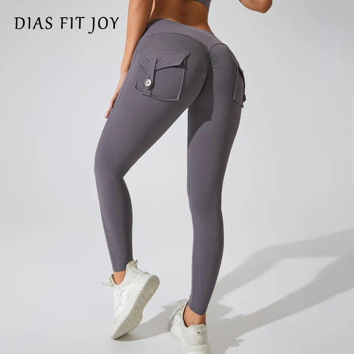 Calças de ioga respiráveis para mulher com bolso traseiro, leggings confortáveis