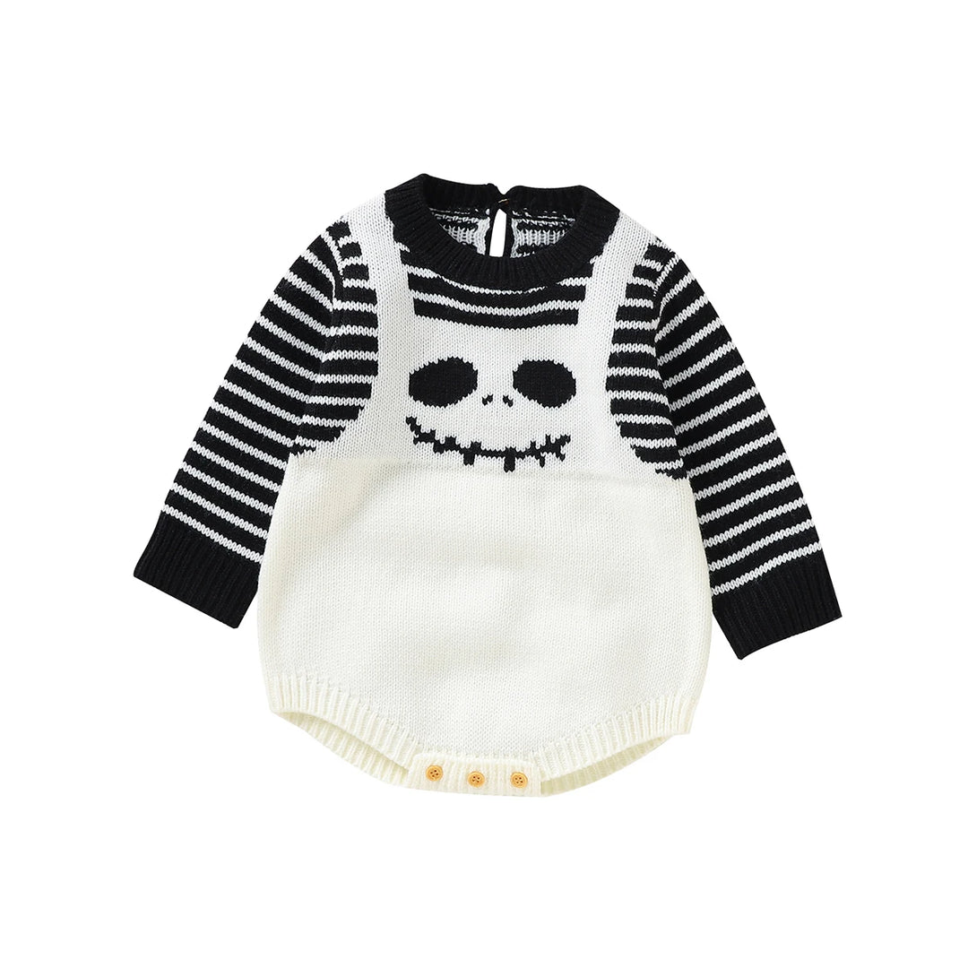 Kids Halloween Skeleton Long Sleeve Knitted Baby Bodysuit