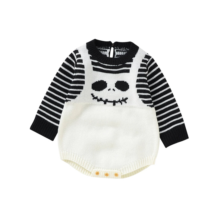 Kids Halloween Skeleton Long Sleeve Knitted Baby Bodysuit