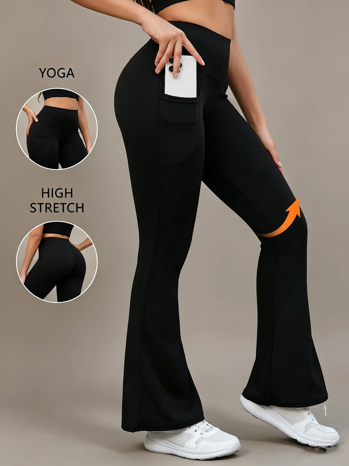 Leggings évasés gainants taille haute pour femmes, pour le fitness et la course