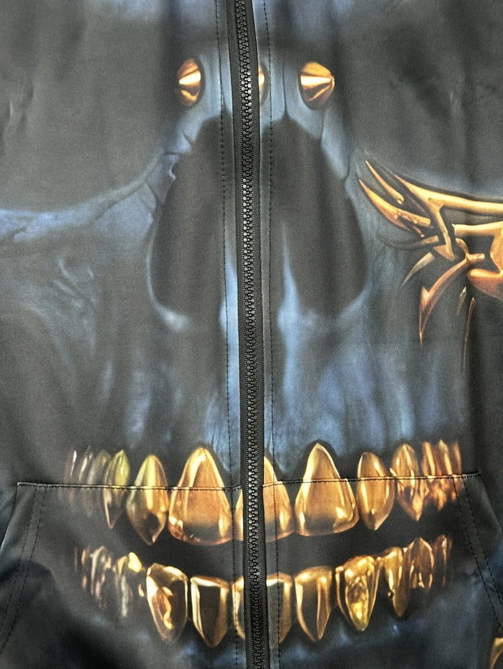 Herren-Hoodie mit 3D-Schädel-Print und Reißverschlusstasche für lässige Sportbekleidung