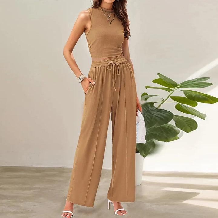 Lena | Women's Summer Two-Piece Pant Set-Metro Lane Plaza