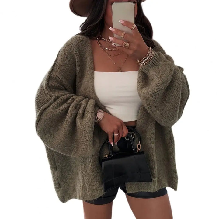 Casaco oversized de malha para mulher