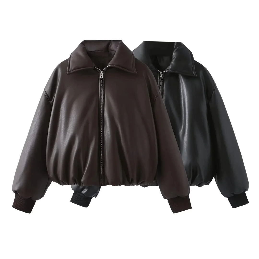 Bonita | Women's Oversized Vegan Leather Jacket-Metro Lane Plaza