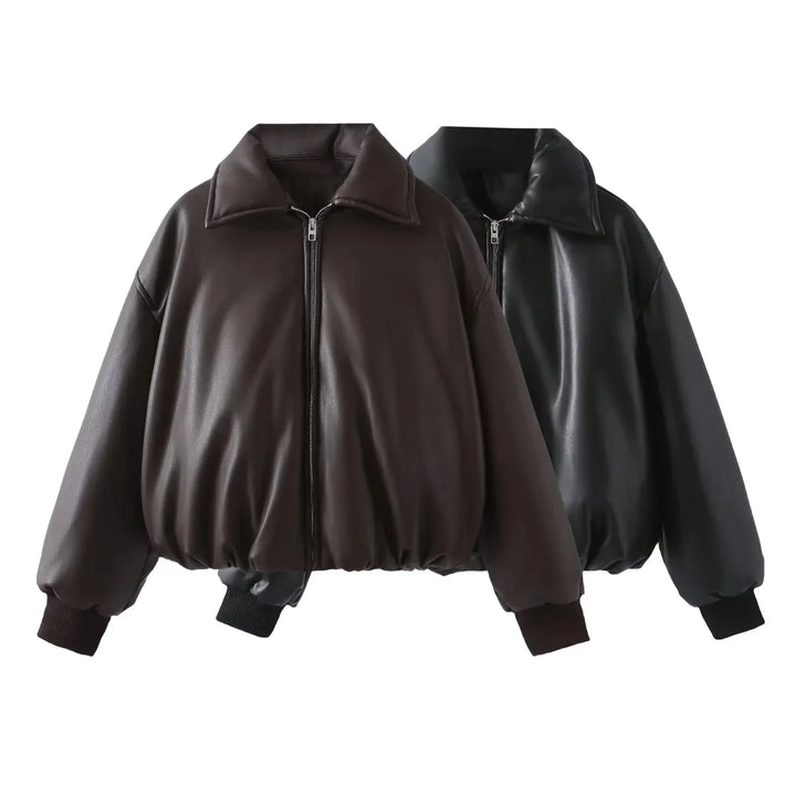 Bonita | Women's Oversized Vegan Leather Jacket-Metro Lane Plaza