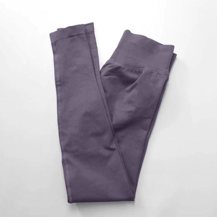Leggings de ioga sem costuras, com cós canelado baixo, para mulher