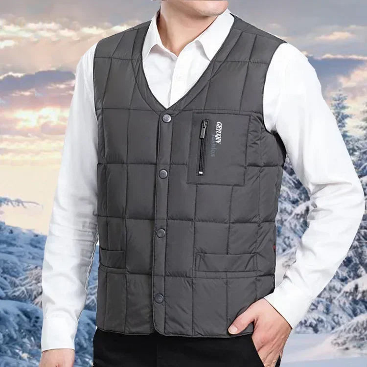 Leichte Daunenweste für Herren – V-Ausschnitt, Winterjacke aus Polyester
