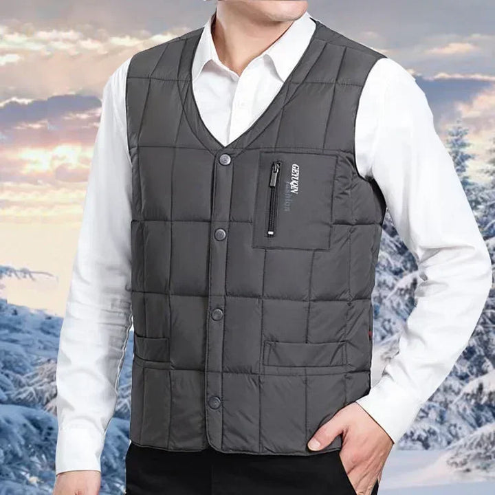 Leichte Daunenweste für Herren – V-Ausschnitt, Winterjacke aus Polyester