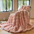 Reversible Faux Fur Throw Blanket-Metro Lane Plaza