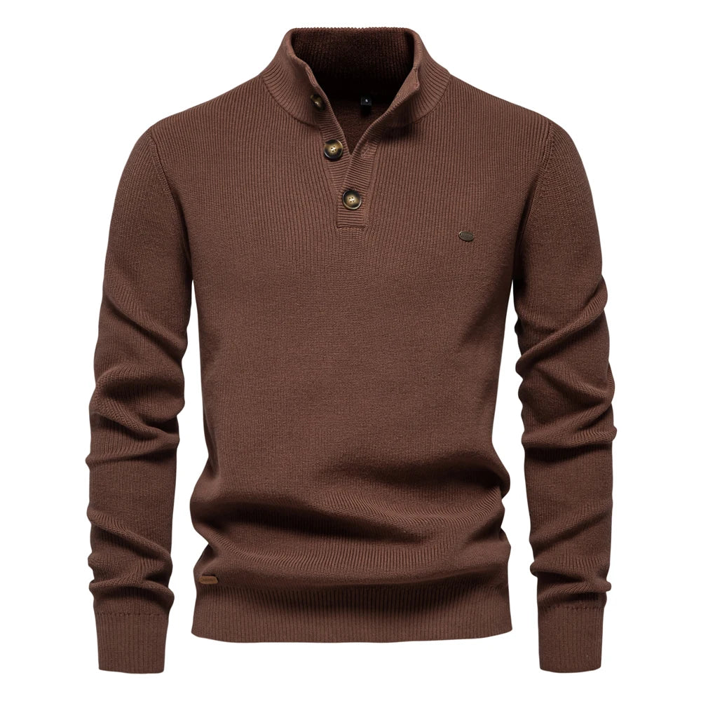 Maglione da uomo in maglia a girocollo con dettagli di bottoni