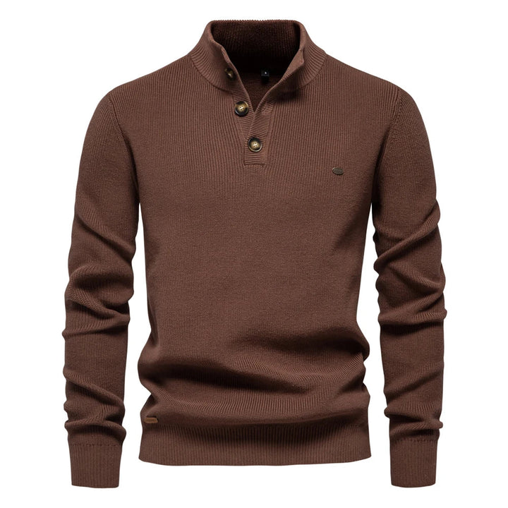 Maglione da uomo in maglia a girocollo con dettagli di bottoni
