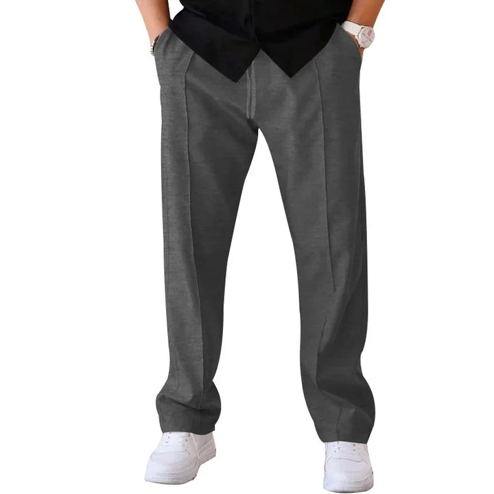 John | Men's Loose-Fit Straight Trousers with Pockets and Drawstring-Metro Lane Plaza