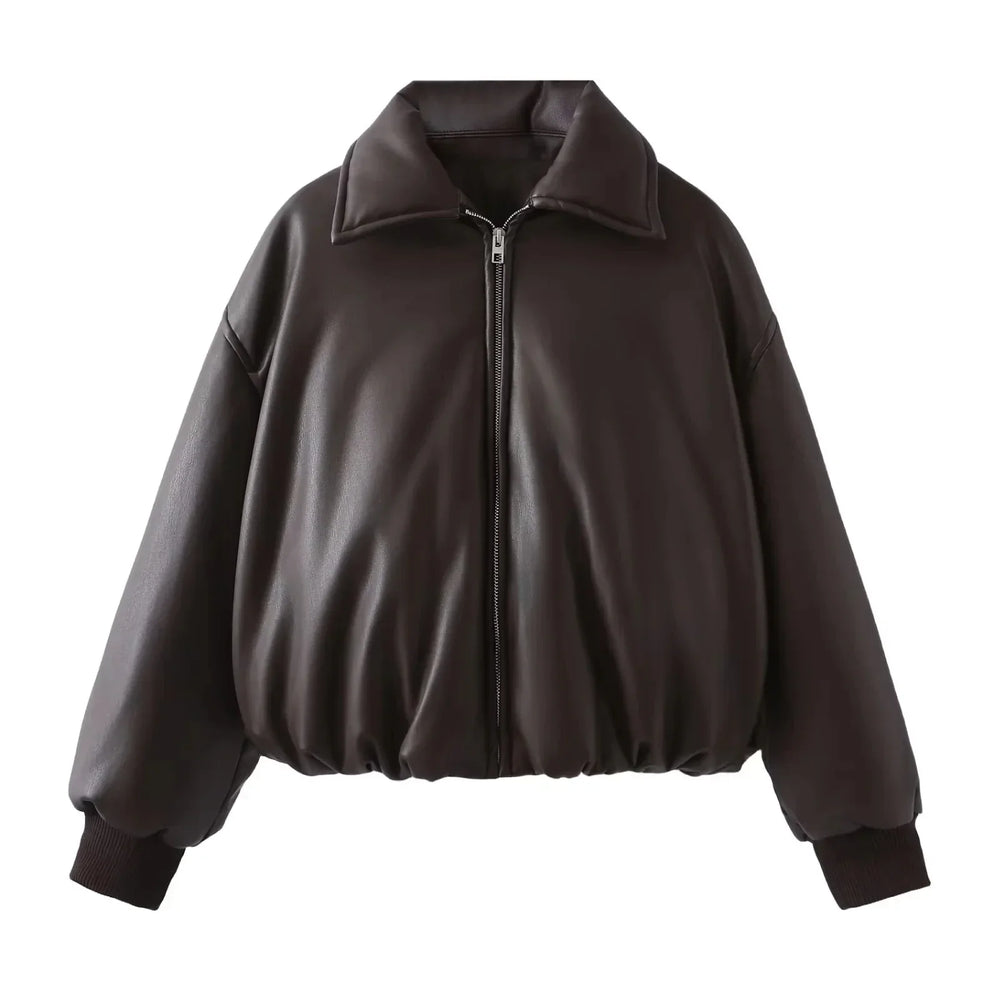 Bonita | Women's Oversized Vegan Leather Jacket-Metro Lane Plaza