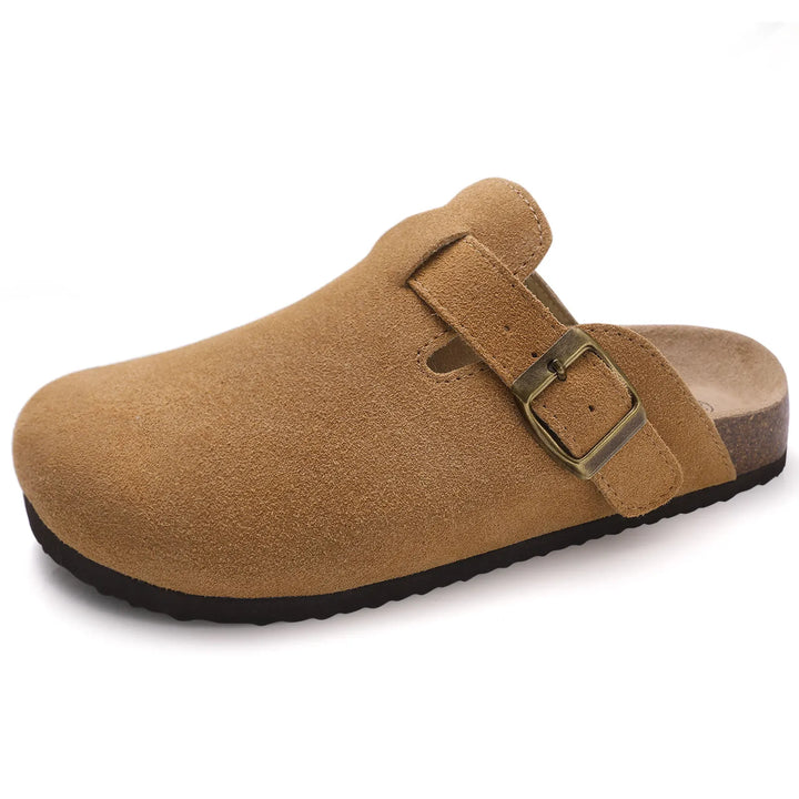 Sophia | Women's Suede Sandals with Cork Sole-Metro Lane Plaza