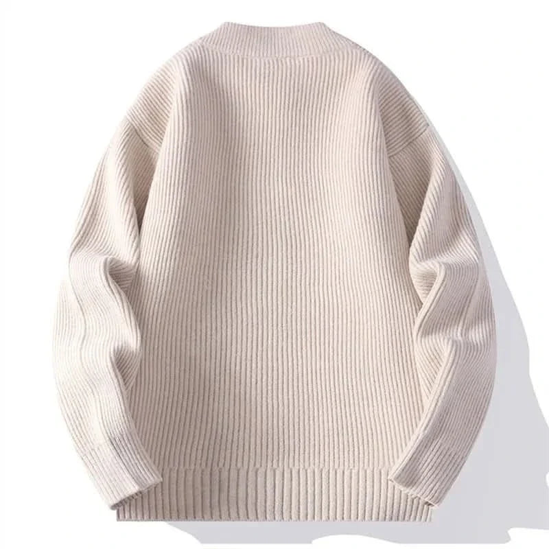Cardigan de malha canelada com gola subida para homem