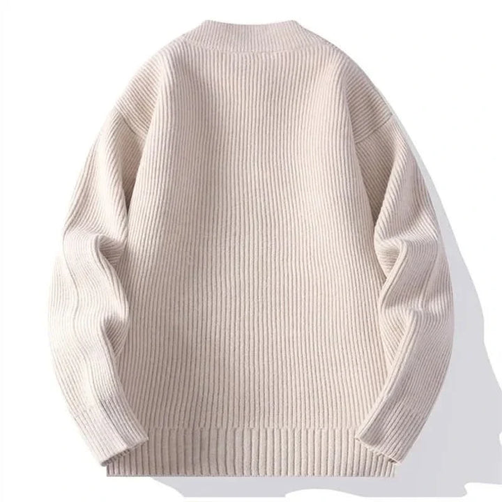 Cardigan de malha canelada com gola subida para homem