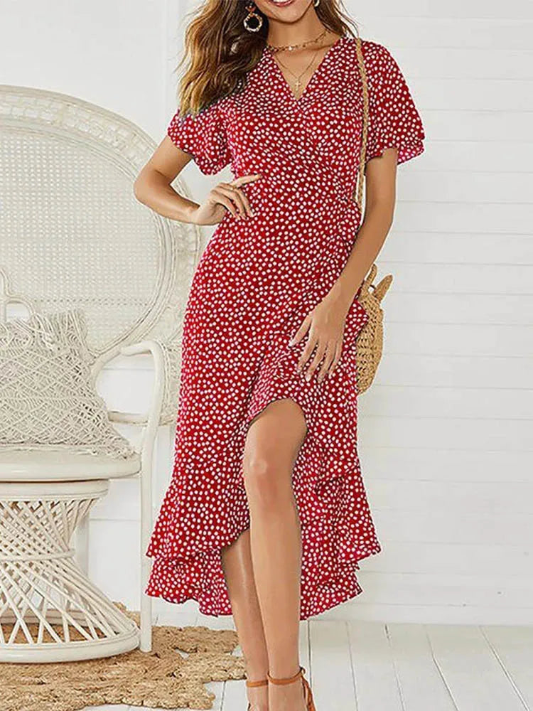 Ella | Women's Polka Dot Maxi Dress-Metro Lane Plaza