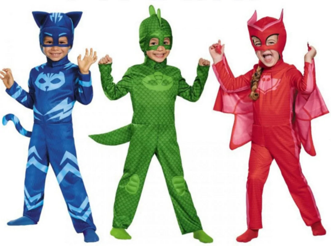 Disfraz de pijama azul de héroe del anime con máscara para niños