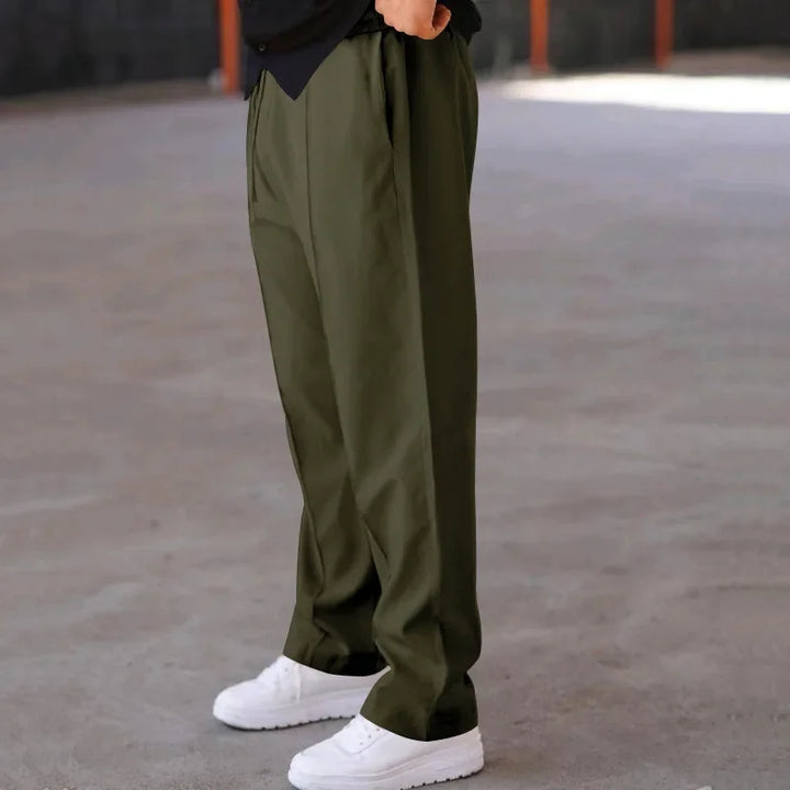 John | Men's Loose-Fit Straight Trousers with Pockets and Drawstring-Metro Lane Plaza